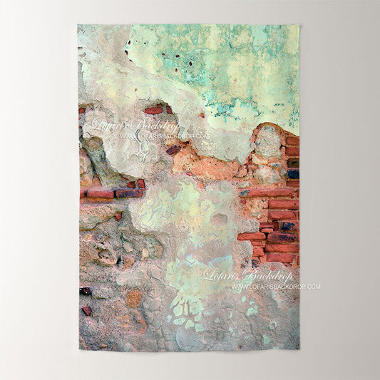Lofaris Vintage Green Abstract Texture Brick Wall Backdrop