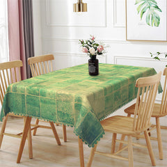 Lofaris Vintage Green Square Block Rectangle Tablecloth