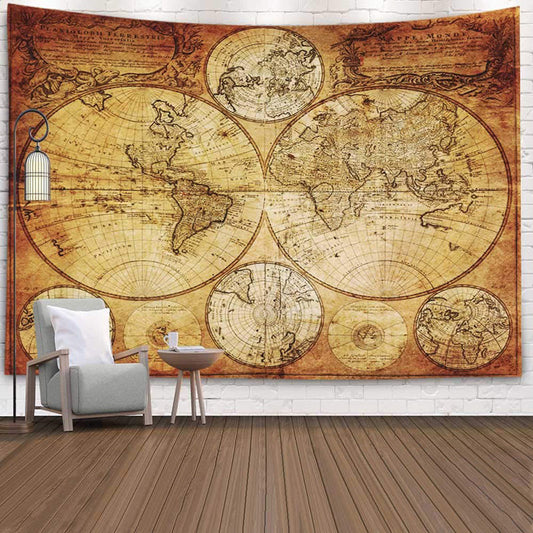 Lofaris Vintage Middle Ages Style Parse World Map Tapestry