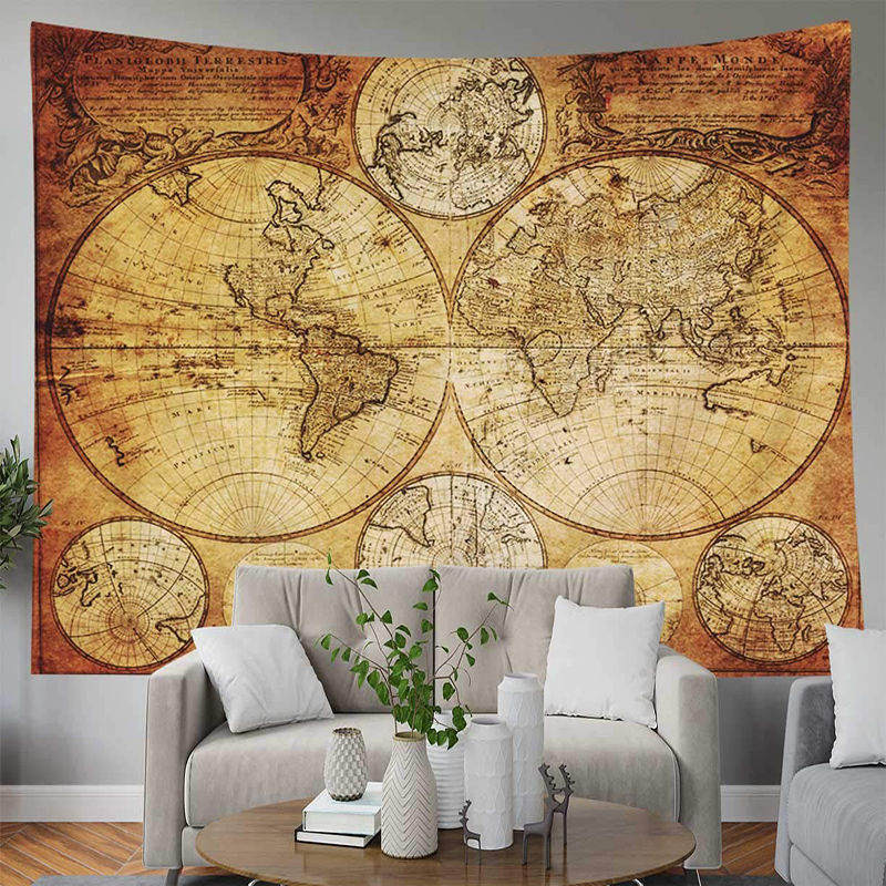 Lofaris Vintage Middle Ages Style Parse World Map Tapestry