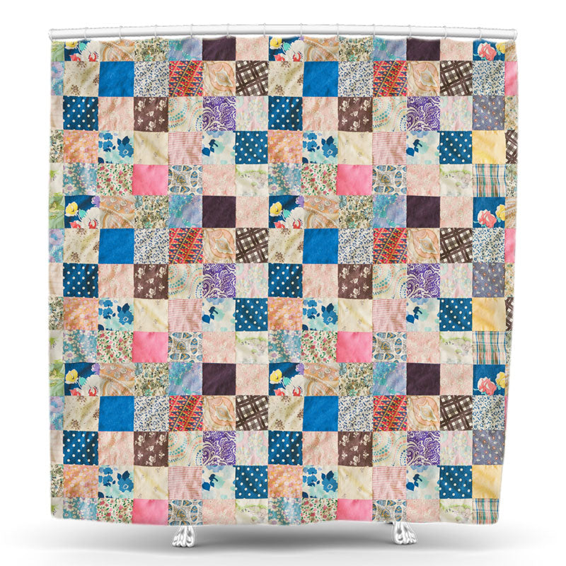 Lofaris Vintage Quilt Mosaic Pattern Bathtub Shower Curtain