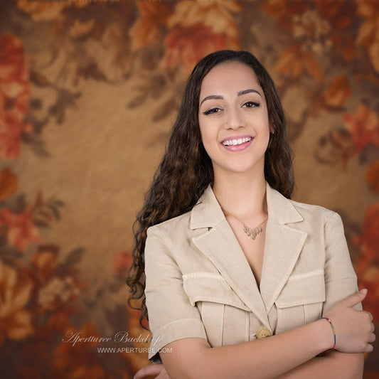 Lofaris Vintage Red Floral Fine Art Portrait Photo Backdrop