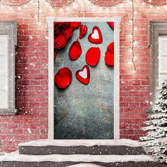 Lofaris Vintage Red Heart Gem Rose Valentines Day Door Cover