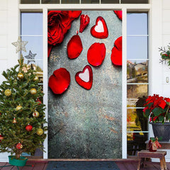 Lofaris Vintage Red Heart Gem Rose Valentines Day Door Cover