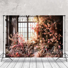 Lofaris Vintage Room Window Pink Flower Backdrop For Photo
