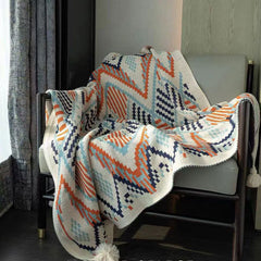 Lofaris Vintage Soft Knitted Tassel Orange Throw Blanket