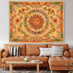 Lofaris Vintage Sunflower Sun Moon Indie Boho Wall Tapestry