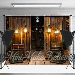 Lofaris Vintage Wood Cabin Lamp Architecture Photo Backdrop