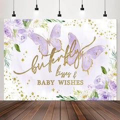 Lofaris Violet Butterfly kisses Wishes Baby Shower Backdrop