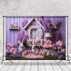 Lofaris Violet Wooden Wall Floral Window Easter Backdrop