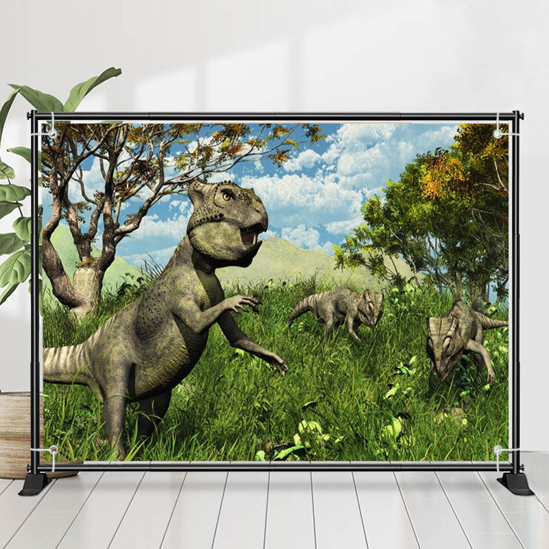 Lofaris Virgin Forest Dinosaur Birthday Backdrop For Boy