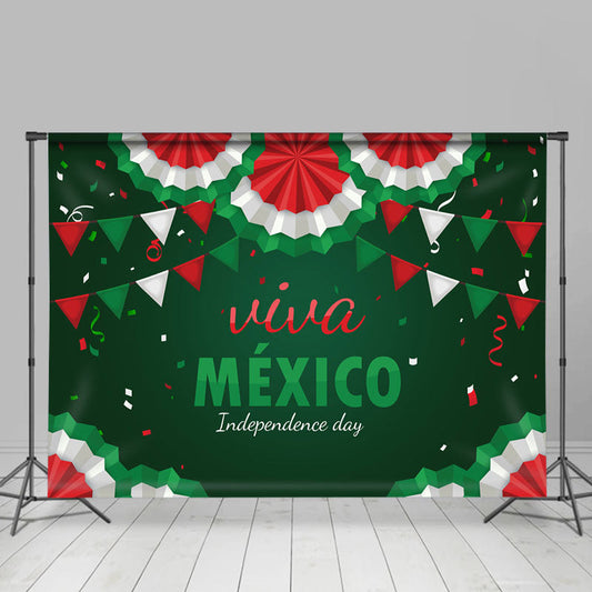Lofaris Viva Mexico Flags Independence Day Green Backdrop