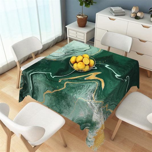 Lofaris Voguish Green Fluid Texture Square Tablecloth