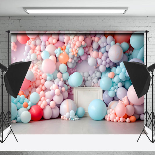 Lofaris Warm Colorful Balloon Cake Smash Backdrop For Kids