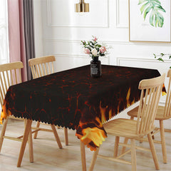 Lofaris Warm Fireplace Christmas Party Rectangle Tablecloth