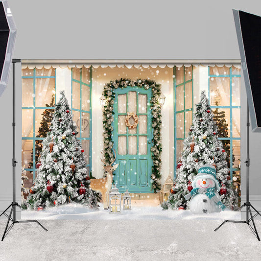 Lofaris Warm House Snowman Animal Winter Backdrop For Party