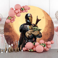 Lofaris Warrior And Baby Oil Painting Round Backdrop For Decor