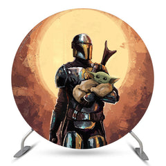 Lofaris Warrior And Baby Oil Painting Round Backdrop For Decor