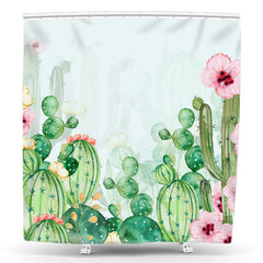 Lofaris Watercolor Cactus Flowers Painting Shower Curtian