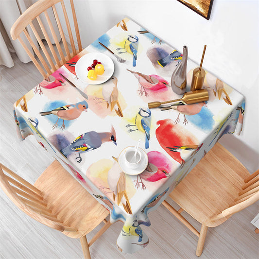 Lofaris Watercolor Diverse Brid Pattern Square Tablecloth
