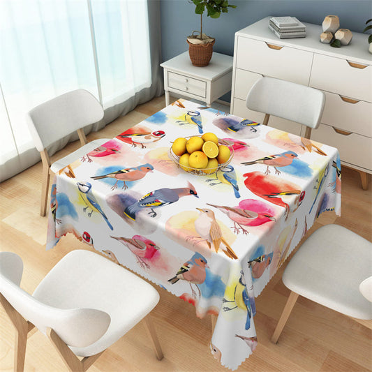 Lofaris Watercolor Diverse Brid Pattern Square Tablecloth