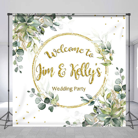 Lofaris Watercolor Green Leaves Custom Wedding Backdrop