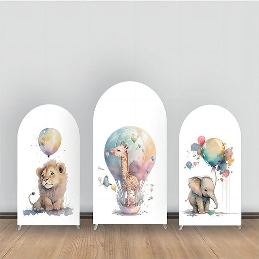 Lofaris Watercolor Hot Air Balloon Animals Arch Backdrop Kit