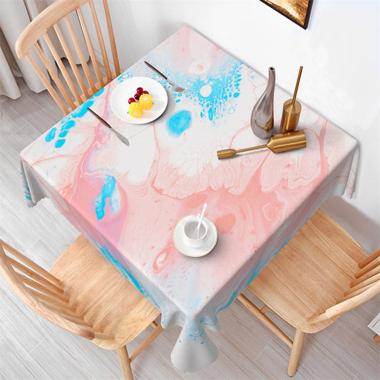 Lofaris Watercolor Pink And Blue Grain Square Tablecloth