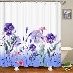 Lofaris Watercolor Purple Floral Bokeh Shower Curtain Bathtub