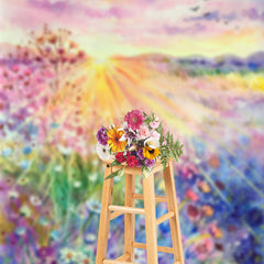 Lofaris Watercolor Spring Flower Sunrise Painting Backdrop