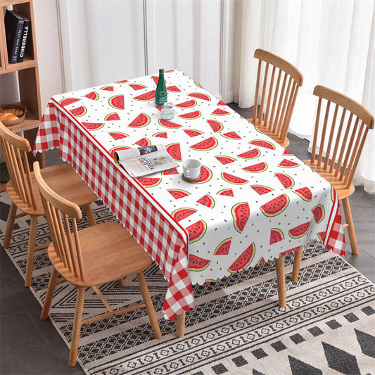 Lofaris Watermelon Red Plaid Rectangle Tablecloth for Summer