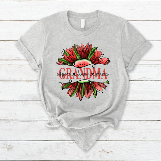 Lofaris Watermelon Sunflower Summer Grandma Kids T - Shirt
