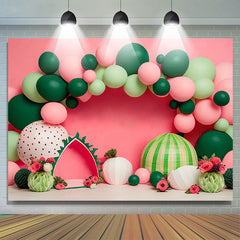 Lofaris Watermelon Theme Pink Cake Smash Photo Booth Backdrop