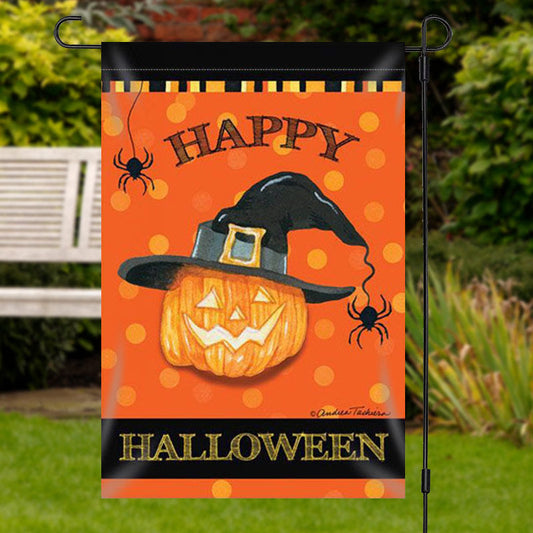Lofaris Waterproof Magic Pumpkin Halloween Orange Garden Flag