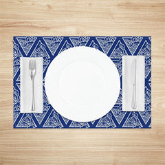 Lofaris Wavy Triangle Blue White Repeat Set Of 4 Placemats