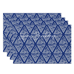 Lofaris Wavy Triangle Blue White Repeat Set Of 4 Placemats