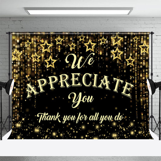 Lofaris We Appreciate You Gold Black Thanksgiving Backdrop