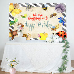 Lofaris We Are Bugging Out Cartoon Insect Birthday Backdrop