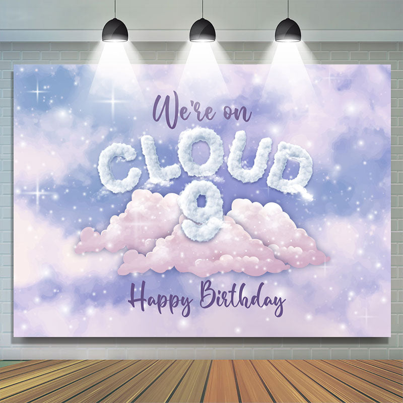Lofaris We Are On Cloud Dreamy Purple 9th Birthday Backdrop
