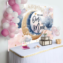 Lofaris We Are Over Moon Cloud Twins Baby Shower Backdrop