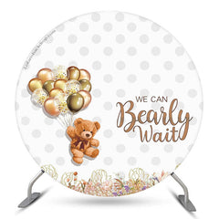 Lofaris We Can Bearly Wait Balloons Round Baby Shower Backdrop