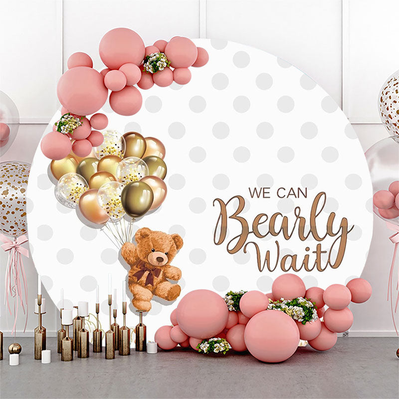 Lofaris We Can Bearly Wait Balloons Round Baby Shower Backdrop