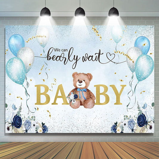 Lofaris We Can Bearly Wait Bear Floral Baby Shower Backdrop