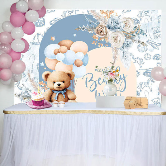 Lofaris We Can Bearly Wait Teddy Bear Baby Shower Backdrop