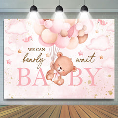 Lofaris We Can Bearly Wait Teddy Pink Baby Shower Backdrop
