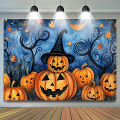 Lofaris Weird Smiley Pumpkin Hat Halloween Portrait Backdrop