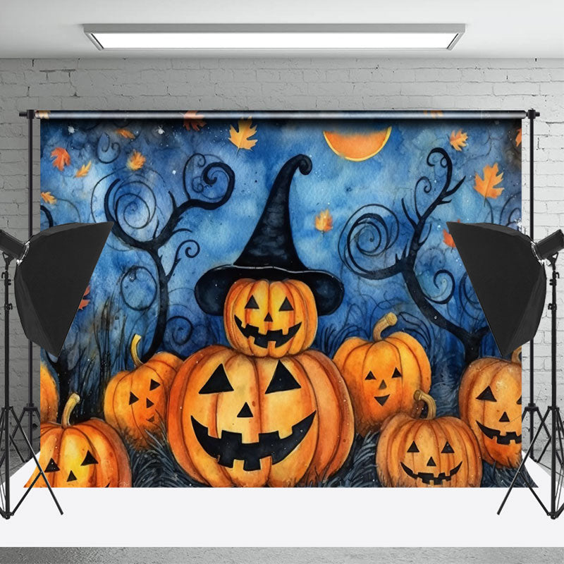 Lofaris Weird Smiley Pumpkin Hat Halloween Portrait Backdrop