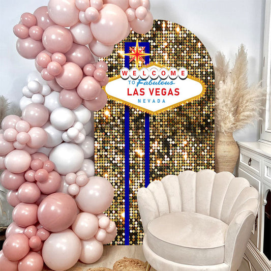 Lofaris Welcome Las Vegas Glitter Double Sided Arch Backdrop