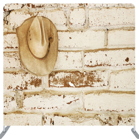 Lofaris Western Cowboy Hat Beige Brick Wall Party Backdrop