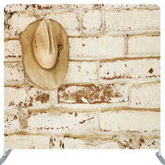 Lofaris Western Cowboy Hat Beige Brick Wall Party Backdrop